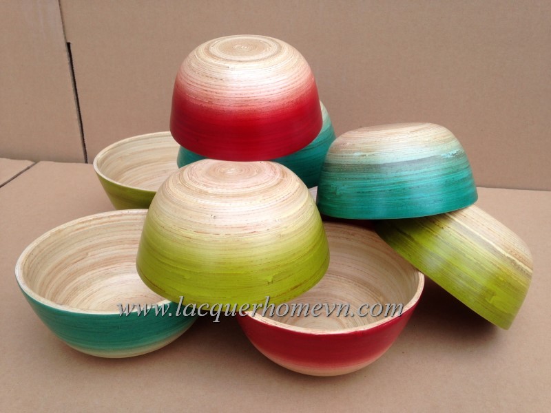 Lacquered bamboo salad bowls